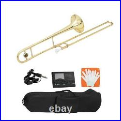 New Brass Key Of Eb Alto Trombone with Tuner Hard Case 12C Mouthpiece Golden