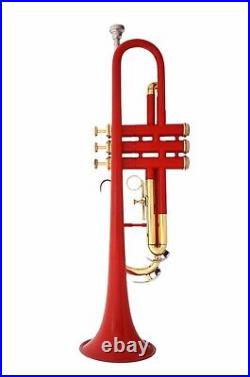 New Fancy Style Trumpet Red Color Bb Pitch With Hard Case Bag And Mouthpiece fgh