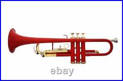 New Fancy Style Trumpet Red Color Bb Pitch With Hard Case Bag And Mouthpiece fgh
