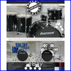 New Ludwig LC175 Accent Drive 5-Piece Complete Drum Set with Cymbals & More, Black