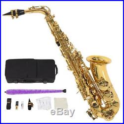 New Professional Eb Alto Sax Saxophone Paint Gold with Case and Accessories E1