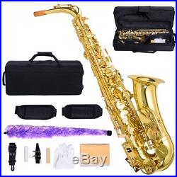 New Professional Eb Alto Sax Saxophone Paint Gold with Case and Accessories EK