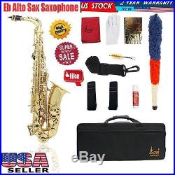 New Professional Eb Alto Sax Saxophone Paint Gold with Case and Accessories EK