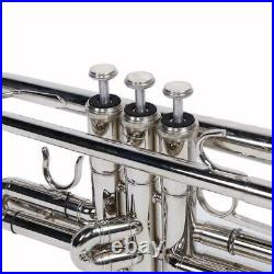 New Silver Student Concert Bb Golden Trumpet with Case Mouthpiece for Beginner