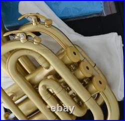 Newest Matt Brass Pocket Trumpet B-flat Horn Large Bell With 2 Mouthpiece Case