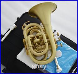 Newest Matt Brass Pocket Trumpet B-flat Horn Large Bell With 2 Mouthpiece Case