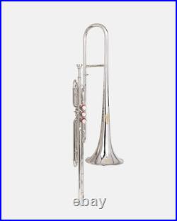 Nickel FINISH Bb FLAT-VALVE TRUMBONE-FREE HARD/CASE+TROMBONE
