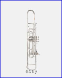 Nickel FINISH Bb FLAT-VALVE TRUMBONE-FREE HARD/CASE+TROMBONE