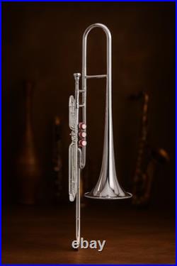 Nickel FINISH Bb FLAT-VALVE TRUMBONE-FREE HARD/CASE+TROMBONE