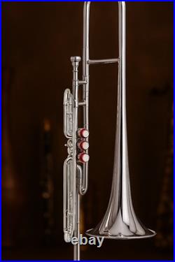 Nickel FINISH Bb FLAT-VALVE TRUMBONE-FREE HARD/CASE+TROMBONE