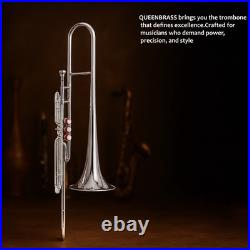 Nickel FINISH Bb FLAT-VALVE TRUMBONE-FREE HARD/CASE+TROMBONE