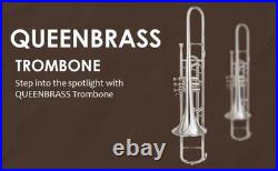 Nickel FINISH Bb FLAT-VALVE TRUMBONE-FREE HARD/CASE+TROMBONE