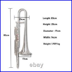 Nickel FINISH Bb FLAT-VALVE TRUMBONE-FREE HARD/CASE+TROMBONE