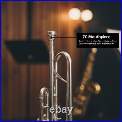 Nickel Valve Trombone Brass with Case, Mouthpiece Smooth, Warm Tone Trumbone