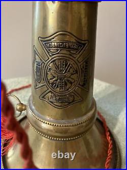 Old Firefighter Fire Parade Horn Trumpet or Bugle Aged Brass Antique Vintage