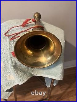 Old Firefighter Fire Parade Horn Trumpet or Bugle Aged Brass Antique Vintage