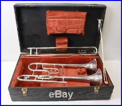 Olds Ambassador Custom Made Double Bell Trombone USA with Custom Made Wood Case