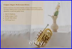 POCKET TRUMPET Bb BRASS WithFREE HARD CASE, AND MOUTHPIECE
