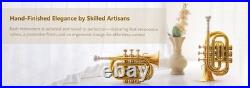 POCKET TRUMPET Bb BRASS WithFREE HARD CASE, AND MOUTHPIECE