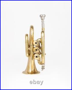 POCKET TRUMPET Bb BRASS WithFREE HARD CASE AND MOUTHPIECE