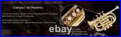 POCKET TRUMPET Bb BRASS WithFREE HARD CASE, AND MOUTHPIECE