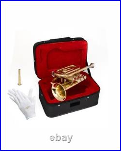 POCKET TRUMPET Bb BRASS WithFREE HARD CASE AND MOUTHPIECE