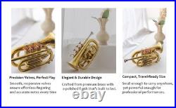 POCKET TRUMPET Bb BRASS WithFREE HARD CASE, AND MOUTHPIECE