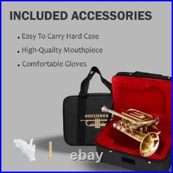 POCKET TRUMPET Bb BRASS WithFREE HARD CASE, AND MOUTHPIECE