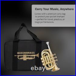 POCKET TRUMPET Bb BRASS WithFREE HARD CASE, AND MOUTHPIECE