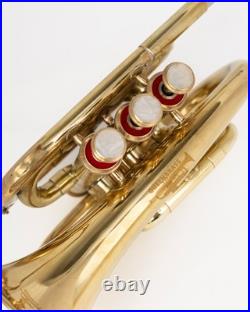 POCKET TRUMPET Bb BRASS WithFREE HARD CASE, AND MOUTHPIECE