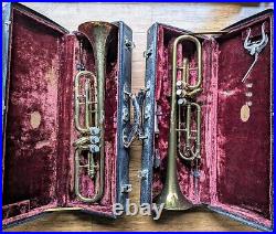 Pair of Rare York Band Instrument Co. Air-Flow Trumpets original cases
