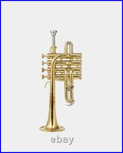 Piccolo Trumpet BRASS Pitch 4-Valve Finish with Case &Mouthpiece Piccolo Trumpet BRASS Pitch 4-Valve Finish with Case &Mouthpiece