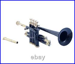 Piccolo Trumpet Black Brass Pitch 4-Valve COLORED Finish with-Case &Mouthpiece