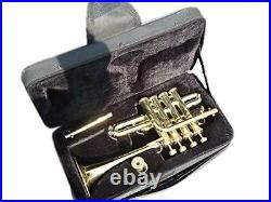Piccolo Trumpet Brass Finish With Hard Case And Mouthpiece
