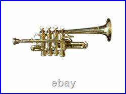 Piccolo Trumpet Brass Polish with Hard case Mouthpiece BRS HORN MUSICALS