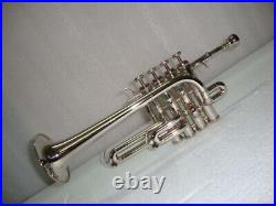 Piccolo Trumpet High Polish Silver Nickel Trumpet With Hard Case & Mouthpiece