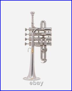 Piccolo Trumpet chrome Pitch 4-Valve chrome Finish with Case &Mouthpiece