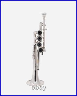 Piccolo Trumpet chrome Pitch 4-Valve chrome Finish with Case &Mouthpiece
