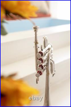 Piccolo Trumpet chrome Pitch 4-Valve chrome Finish with Case &Mouthpiece