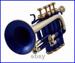 Piccolo trumpet blue color brass BB/A pitch with Hard case bag And Mouthpiece
