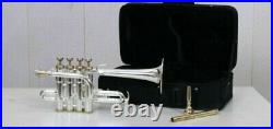 Piccolo trumpet brass and silver plated Bb/A pitch with hard case and mp