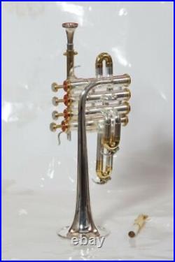 Piccolo trumpet gold and silver plated BB/A pitch with Hard case And Mp
