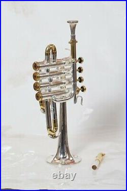 Piccolo trumpet gold and silver plated BB/A pitch with Hard case bag And Mp
