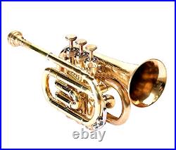Pocket Trumpet 3 Valve's Shinning Brass with Mouth Piece and Case nice yu