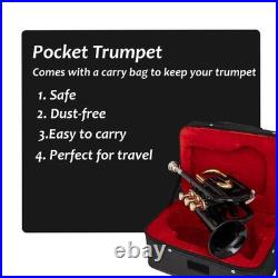 Pocket Trumpet BLACK BRASS Plated with Mouthpiece Case