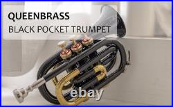 Pocket Trumpet BLACK BRASS Plated with Mouthpiece Case