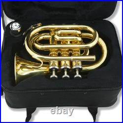 Pocket Trumpet, Bb Brass Trumpet for Beginners with 7C Mouthpiece