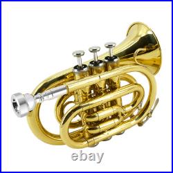 Pocket Trumpet, Bb Brass Trumpet for Beginners with 7C Mouthpiece