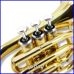 Pocket Trumpet, Bb Brass Trumpet for Beginners with 7C Mouthpiece