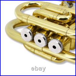 Pocket Trumpet, Bb Brass Trumpet for Beginners with 7C Mouthpiece